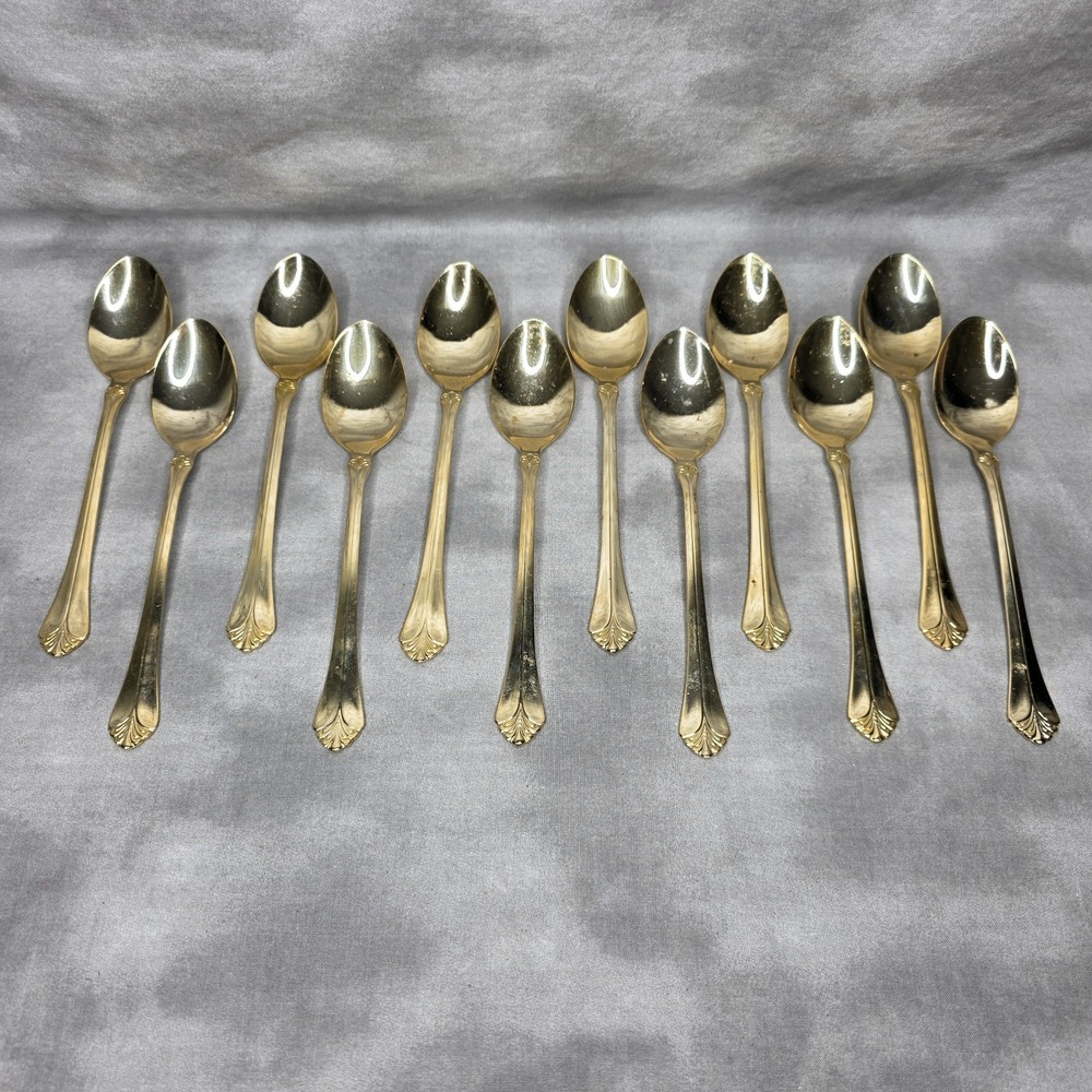 (X12) International Silver INS398 Gold Electroplate 7.75" Place Spoons Vtg